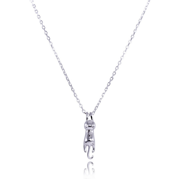 New Cat Necklace Sterling Silver 3D Pendant - Picture 4 of 4